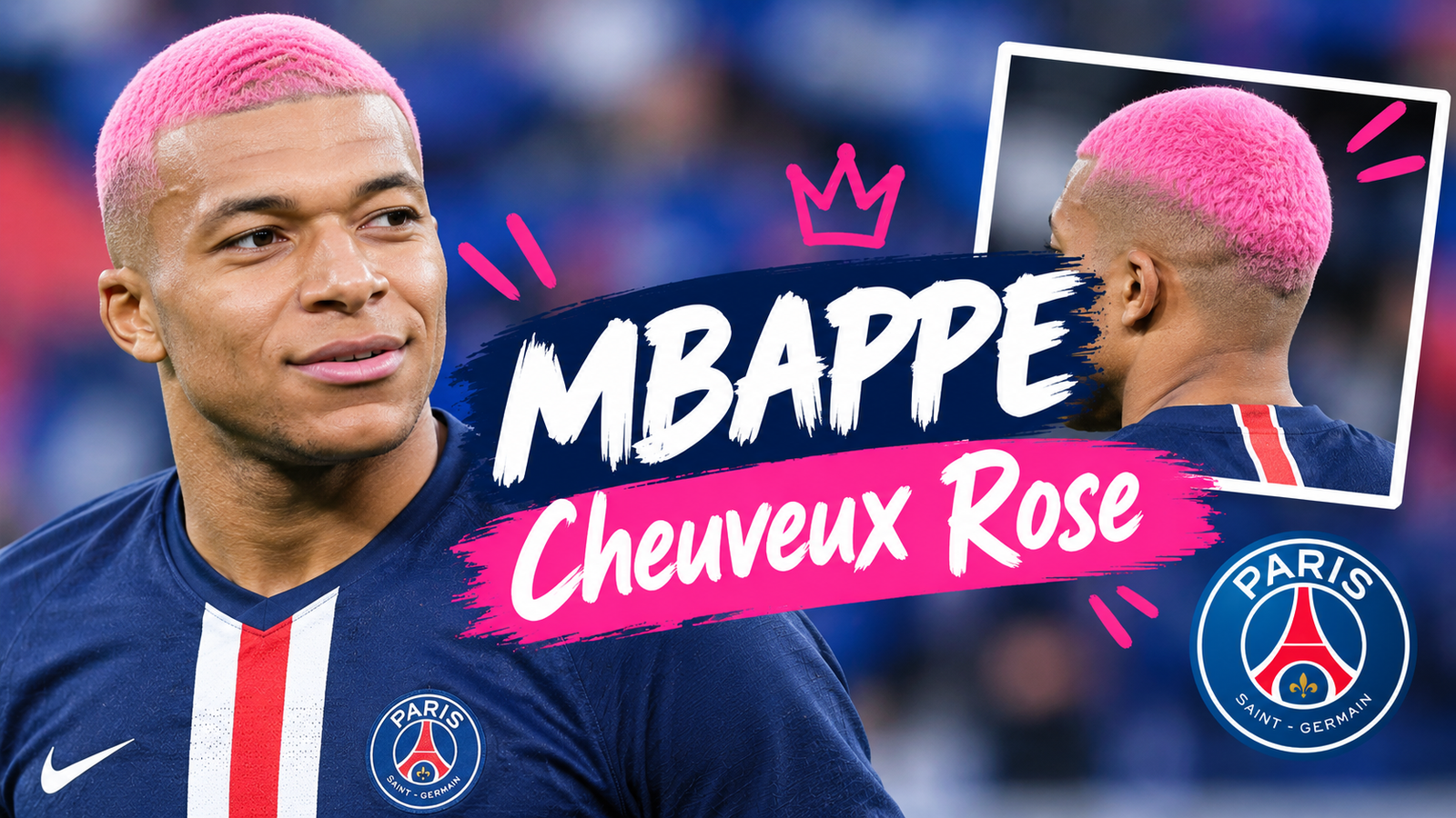 Mbappé cheveux rose
